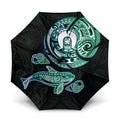Whale and Dhari Torres Strait Islands Umbrella Deep Green Oceanic Tribal Pattern Art