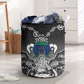 Torres Strait Islander Flag Laundry Basket Dhari Indigenous Dotwork Pattern Art