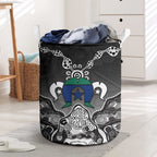 Torres Strait Islander Flag Laundry Basket Dhari Indigenous Dotwork Pattern Art