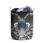 Torres Strait Islander Flag Laundry Basket Dhari Indigenous Dotwork Pattern Art