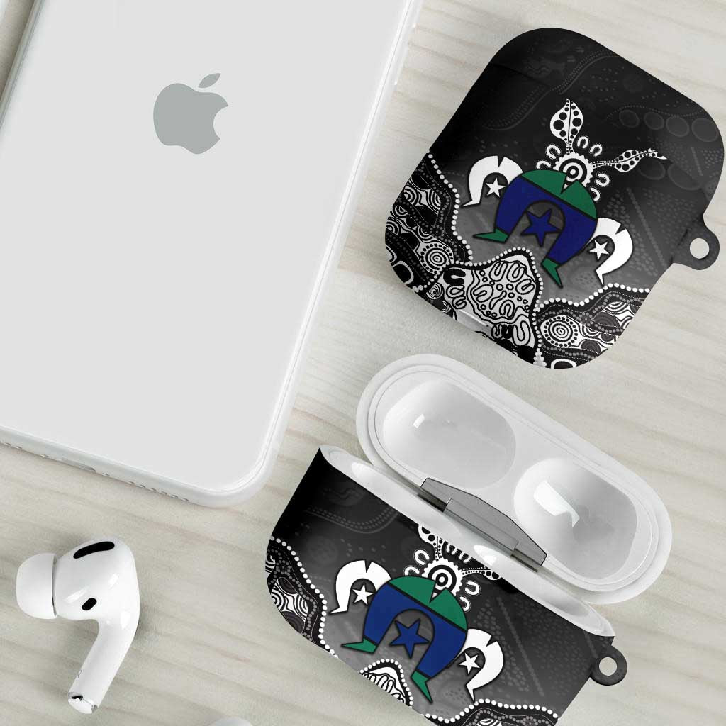 Torres Strait Islander Flag AirPods Case Dhari Indigenous Dotwork Pattern Art
