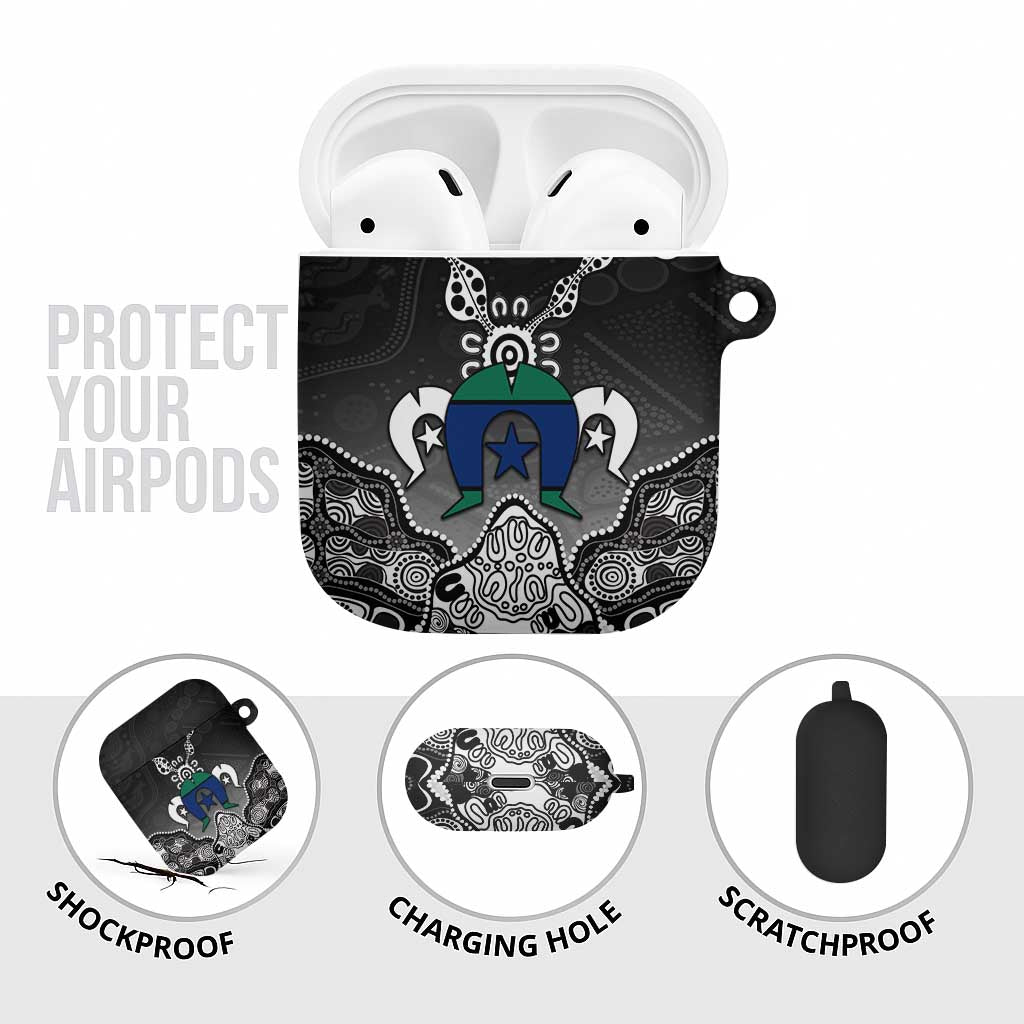 Torres Strait Islander Flag AirPods Case Dhari Indigenous Dotwork Pattern Art