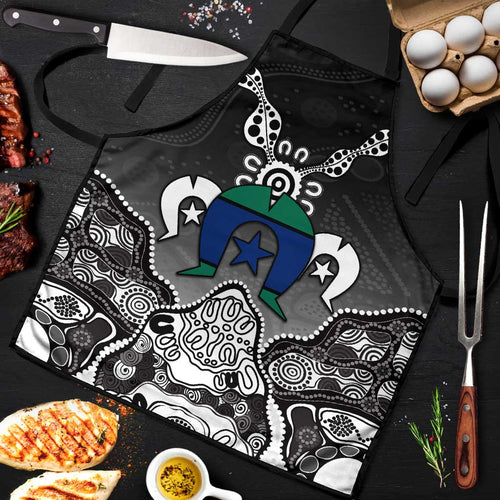 Torres Strait Islander Flag Apron Dhari Indigenous Dotwork Pattern Art