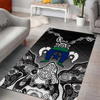 Torres Strait Islander Flag Area Rug Dhari Indigenous Dotwork Pattern Art