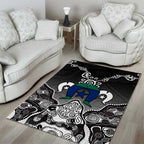 Torres Strait Islander Flag Area Rug Dhari Indigenous Dotwork Pattern Art