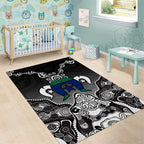 Torres Strait Islander Flag Area Rug Dhari Indigenous Dotwork Pattern Art