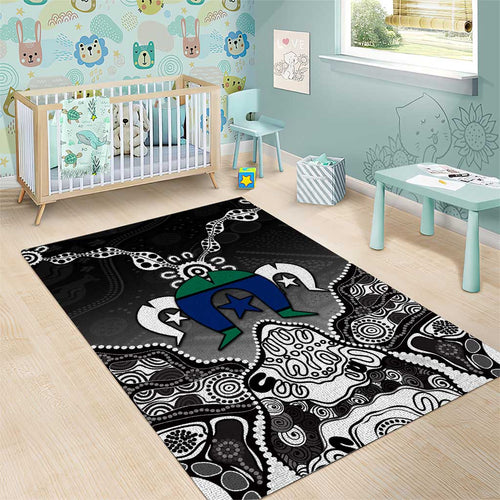 Torres Strait Islander Flag Area Rug Dhari Indigenous Dotwork Pattern Art