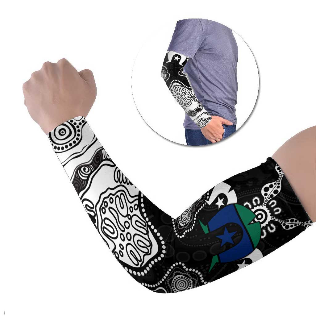 Torres Strait Islander Flag Arm Sleeves Dhari Indigenous Dotwork Pattern Art