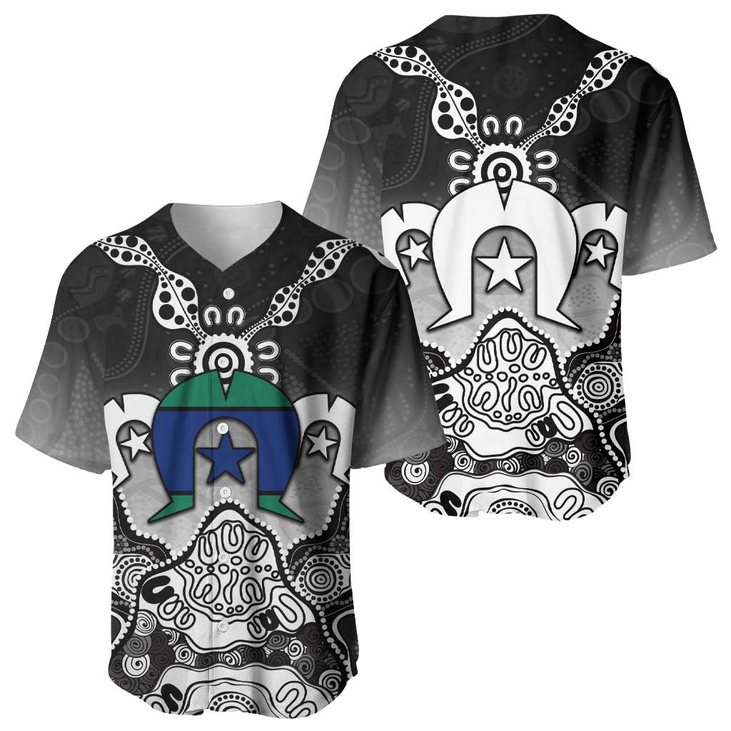 Torres Strait Islander Flag Baseball Jersey Dhari Indigenous Dotwork Pattern Art