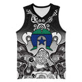 Torres Strait Islander Flag Basketball Jersey Dhari Indigenous Dotwork Pattern Art