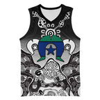 Torres Strait Islander Flag Basketball Jersey Dhari Indigenous Dotwork Pattern Art