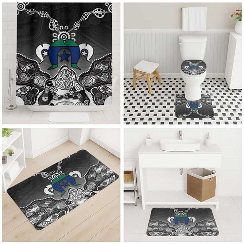 Torres Strait Islander Flag Bathroom Set Dhari Indigenous Dotwork Pattern Art