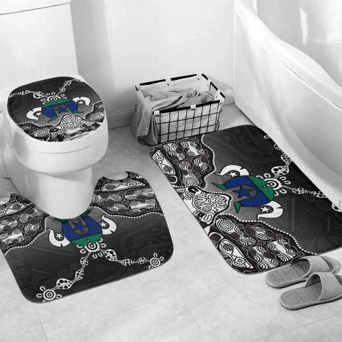 Torres Strait Islander Flag Bathroom Set Dhari Indigenous Dotwork Pattern Art