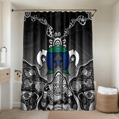 Torres Strait Islander Flag Bathroom Set Dhari Indigenous Dotwork Pattern Art