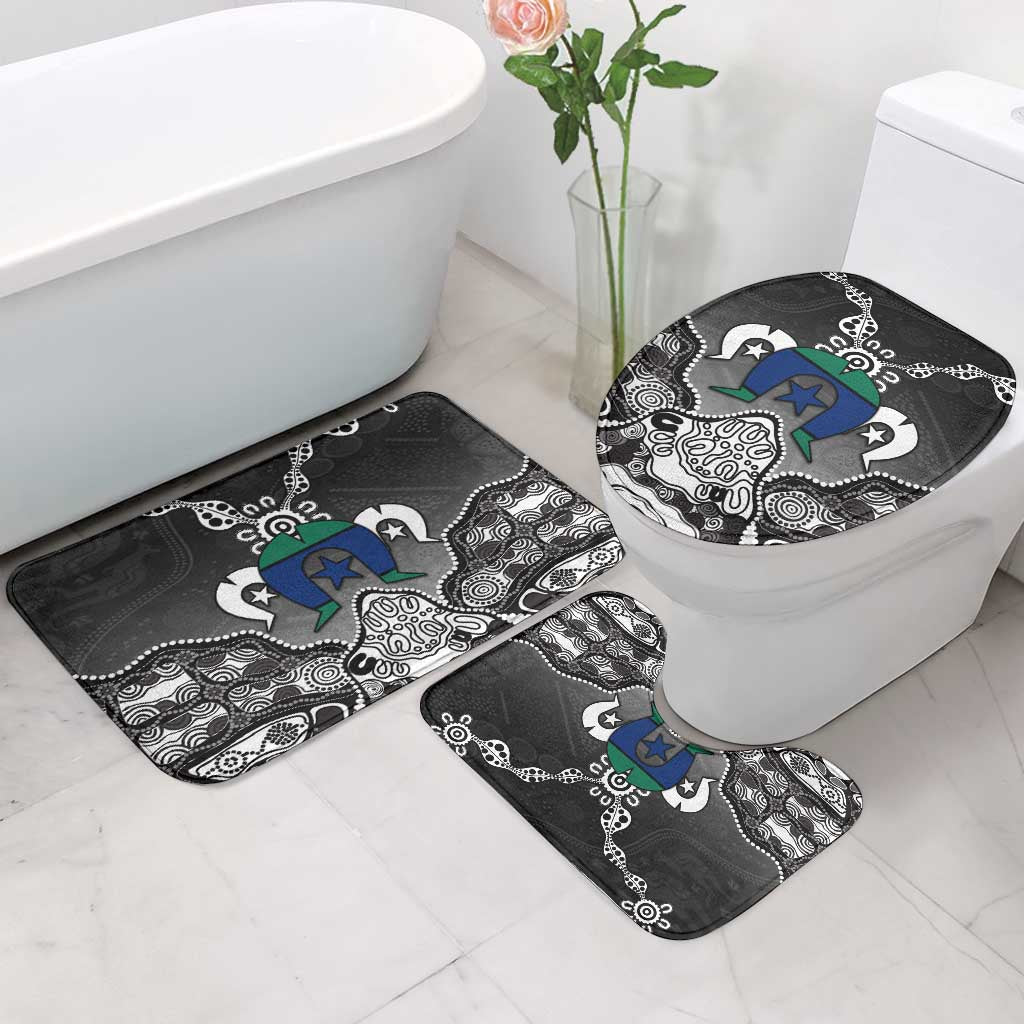 Torres Strait Islander Flag Bathroom Set Dhari Indigenous Dotwork Pattern Art