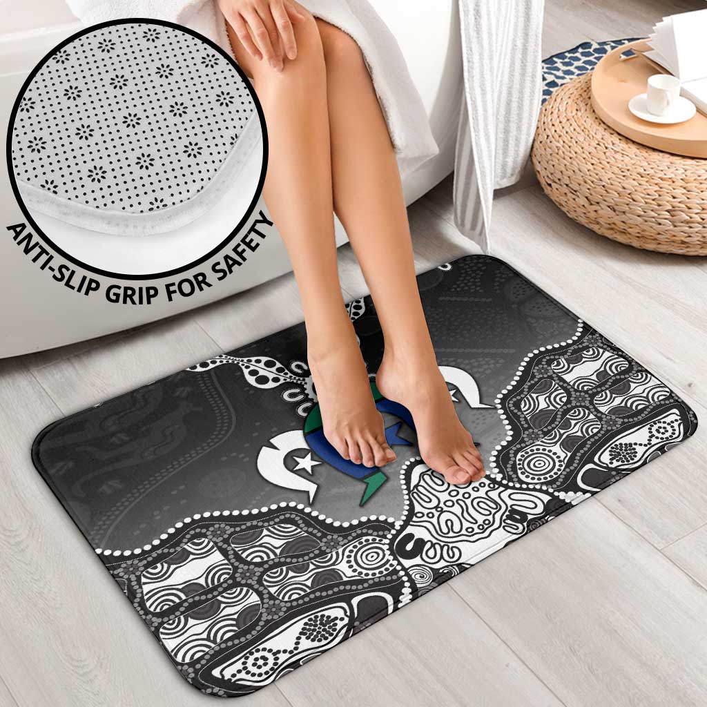 Torres Strait Islander Flag Bathroom Set Dhari Indigenous Dotwork Pattern Art