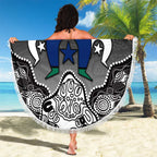 Torres Strait Islander Flag Beach Blanket Dhari Indigenous Dotwork Pattern Art