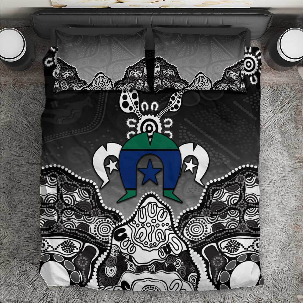 Torres Strait Islander Flag Bedding Set Dhari Indigenous Dotwork Pattern Art