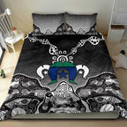 Torres Strait Islander Flag Bedding Set Dhari Indigenous Dotwork Pattern Art