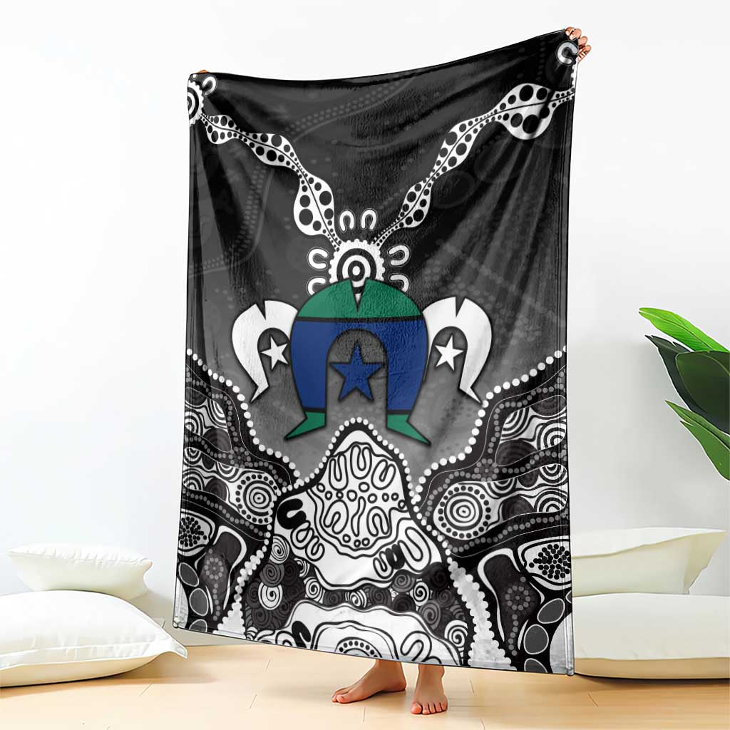 Torres Strait Islander Flag Blanket Dhari Indigenous Dotwork Pattern Art