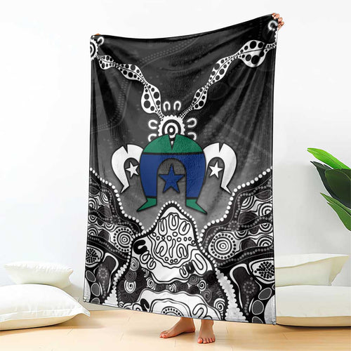 Torres Strait Islander Flag Blanket Dhari Indigenous Dotwork Pattern Art