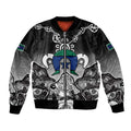 Torres Strait Islander Flag Bomber Jacket Dhari Indigenous Dotwork Pattern Art