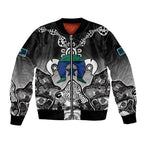 Torres Strait Islander Flag Bomber Jacket Dhari Indigenous Dotwork Pattern Art