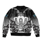 Torres Strait Islander Flag Bomber Jacket Dhari Indigenous Dotwork Pattern Art