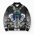 Torres Strait Islander Flag Bomber Puffer Jacket Dhari Indigenous Dotwork Pattern Art