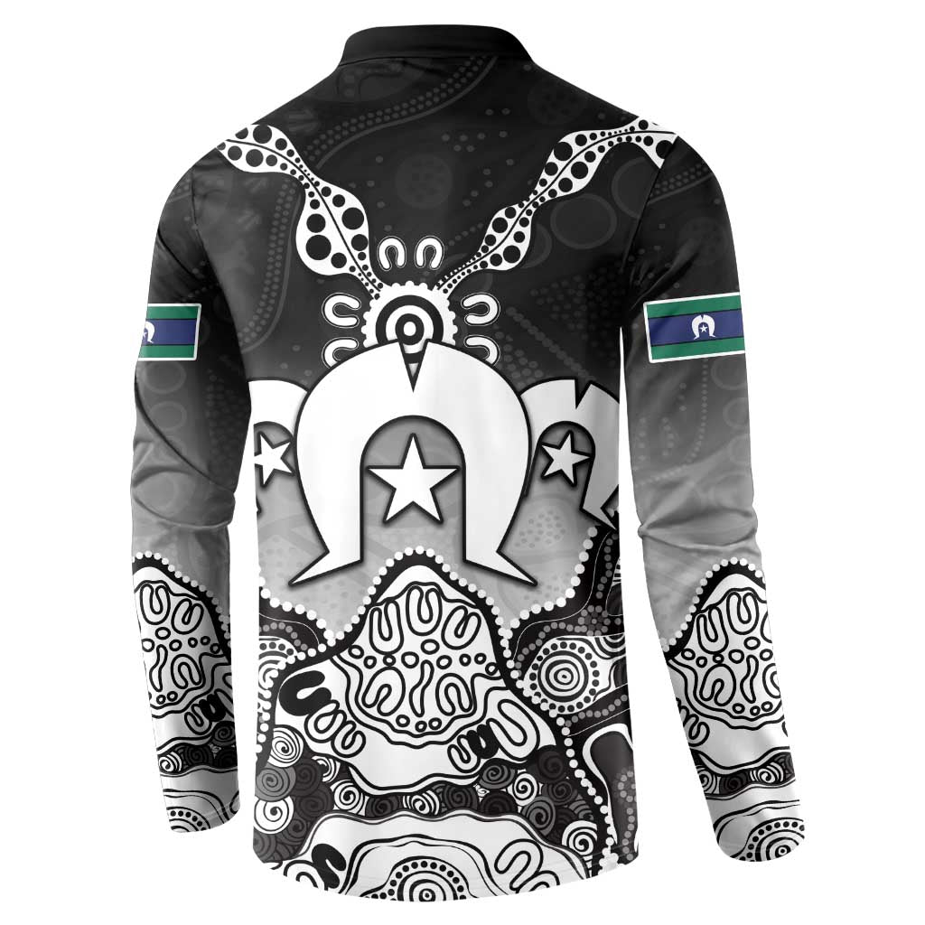 Torres Strait Islander Flag Button Sweatshirt Dhari Indigenous Dotwork Pattern Art