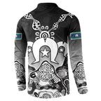 Torres Strait Islander Flag Button Sweatshirt Dhari Indigenous Dotwork Pattern Art