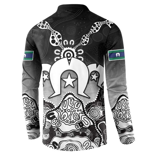 Torres Strait Islander Flag Button Sweatshirt Dhari Indigenous Dotwork Pattern Art