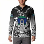 Torres Strait Islander Flag Button Sweatshirt Dhari Indigenous Dotwork Pattern Art