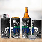 Torres Strait Islander Flag 4 in 1 Can Cooler Tumbler Dhari Indigenous Dotwork Pattern Art