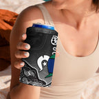 Torres Strait Islander Flag 4 in 1 Can Cooler Tumbler Dhari Indigenous Dotwork Pattern Art