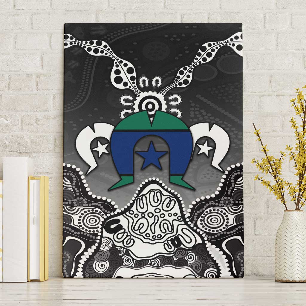 Torres Strait Islander Flag Canvas Wall Art Dhari Indigenous Dotwork Pattern Art