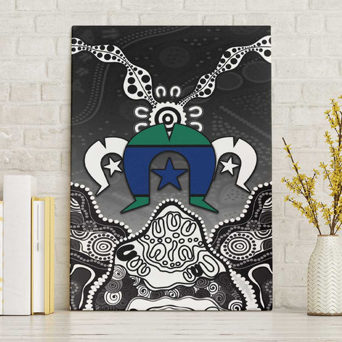 Torres Strait Islander Flag Canvas Wall Art Dhari Indigenous Dotwork Pattern Art