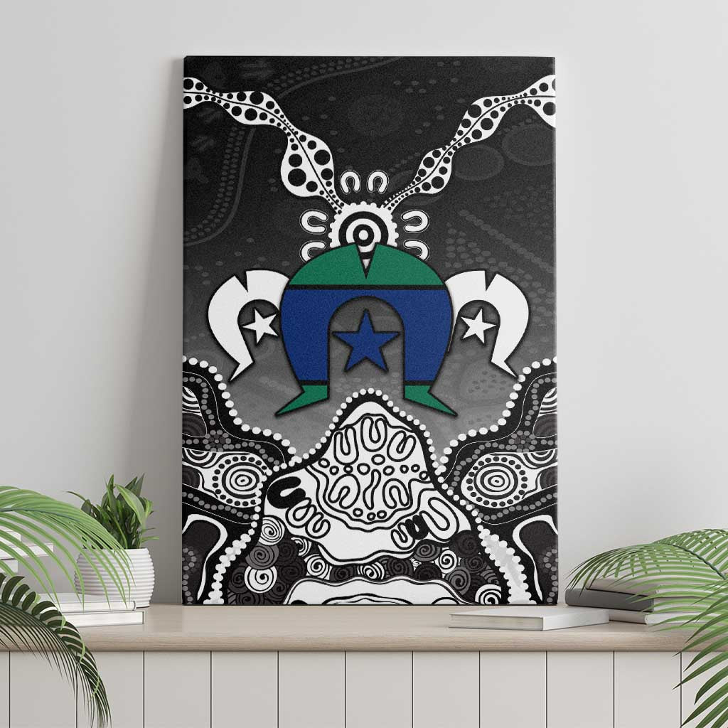 Torres Strait Islander Flag Canvas Wall Art Dhari Indigenous Dotwork Pattern Art
