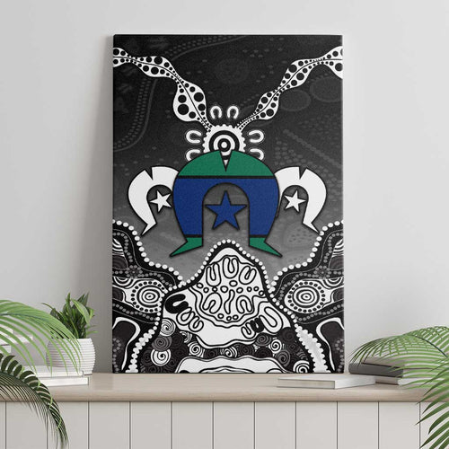 Torres Strait Islander Flag Canvas Wall Art Dhari Indigenous Dotwork Pattern Art