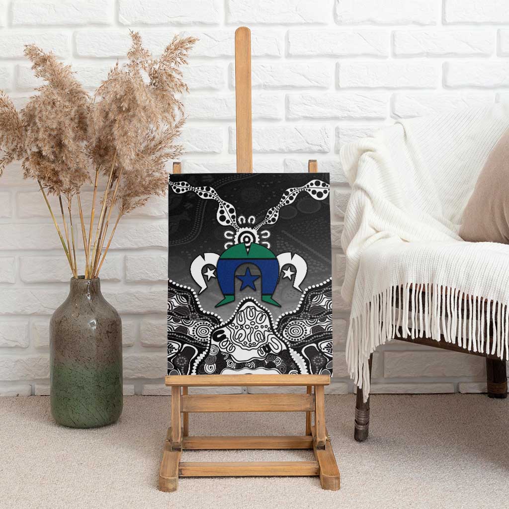 Torres Strait Islander Flag Canvas Wall Art Dhari Indigenous Dotwork Pattern Art