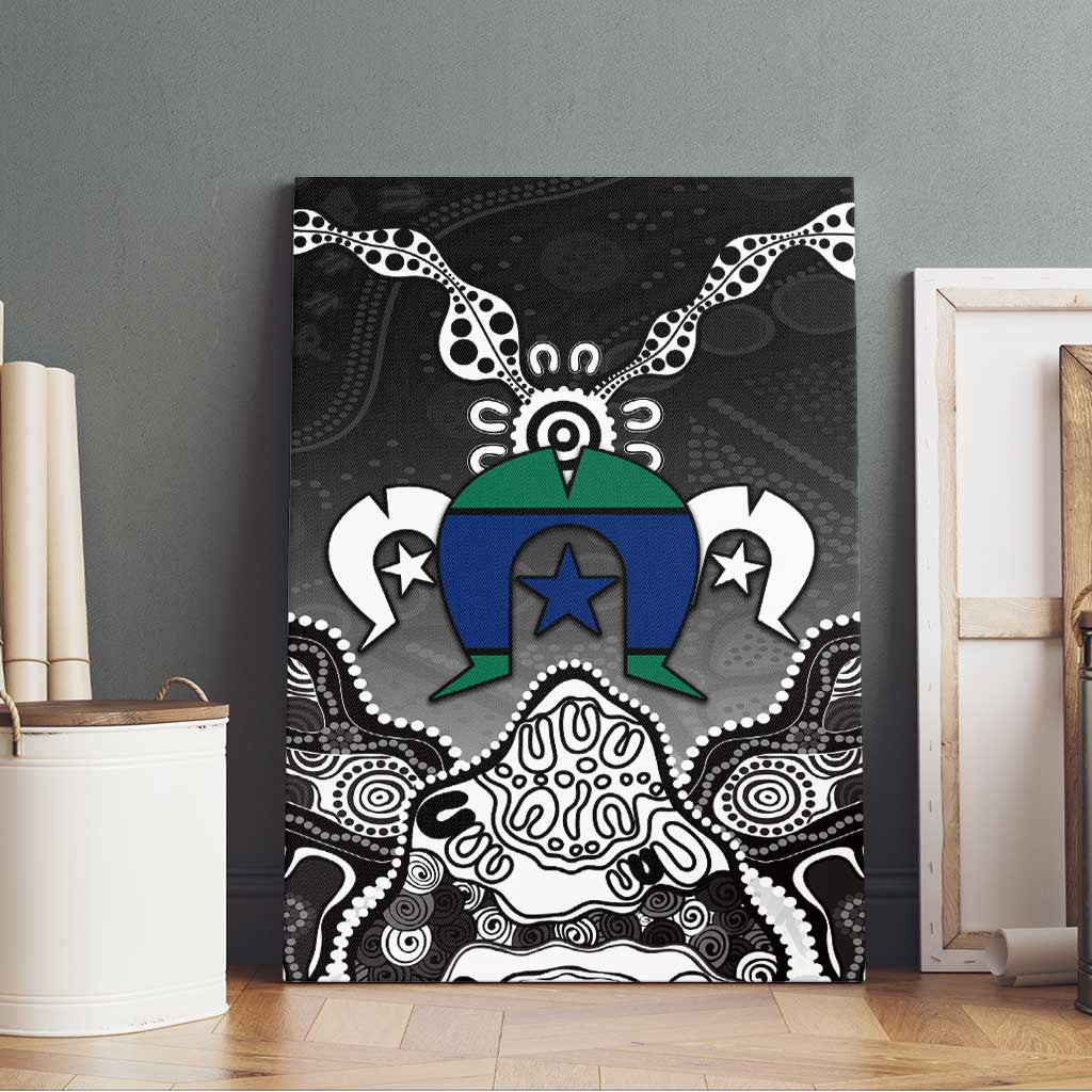Torres Strait Islander Flag Canvas Wall Art Dhari Indigenous Dotwork Pattern Art