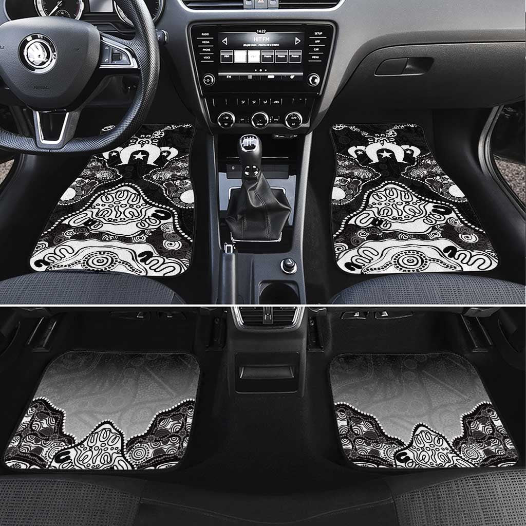 Torres Strait Islander Flag Car Mats Dhari Indigenous Dotwork Pattern Art