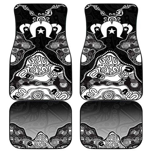 Torres Strait Islander Flag Car Mats Dhari Indigenous Dotwork Pattern Art