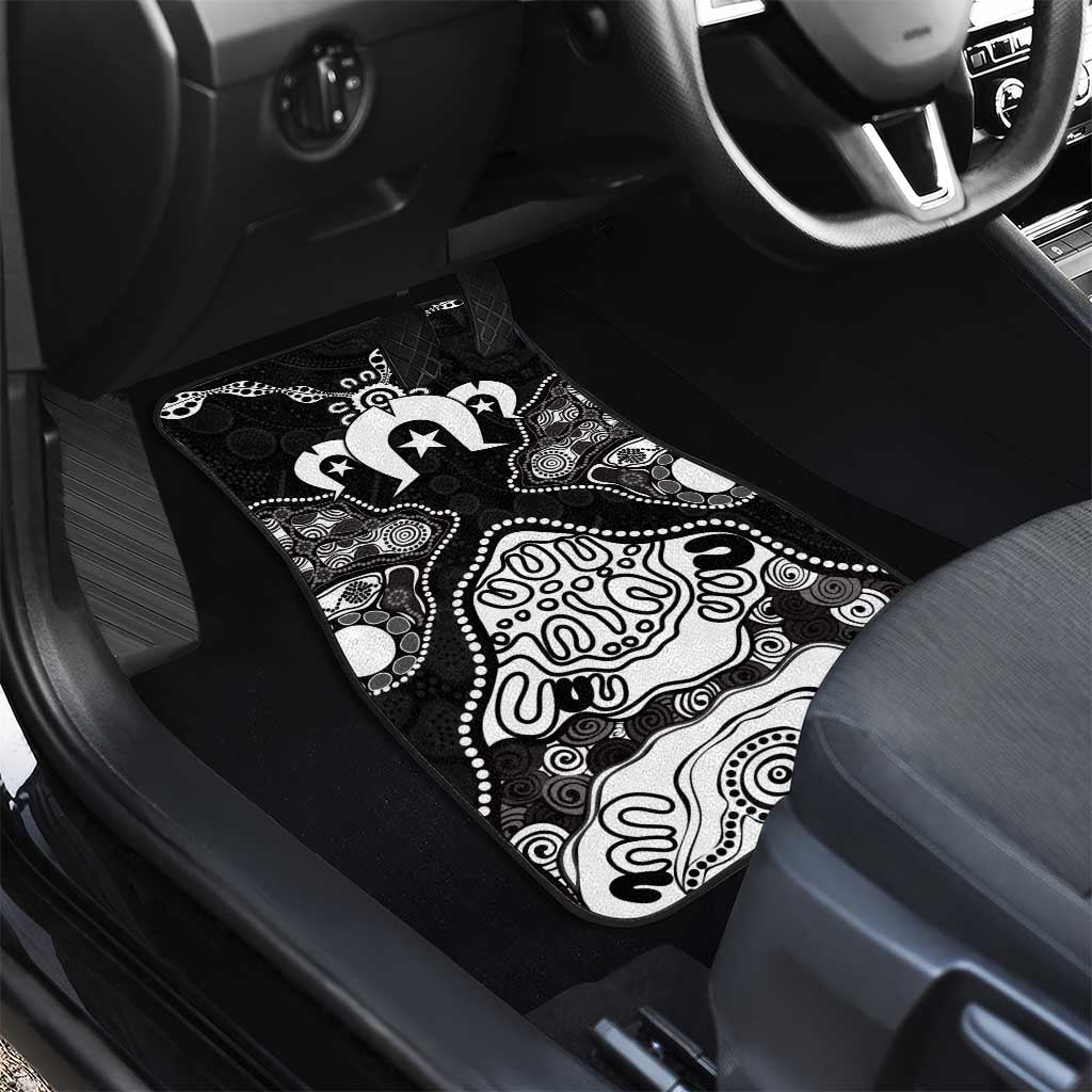 Torres Strait Islander Flag Car Mats Dhari Indigenous Dotwork Pattern Art