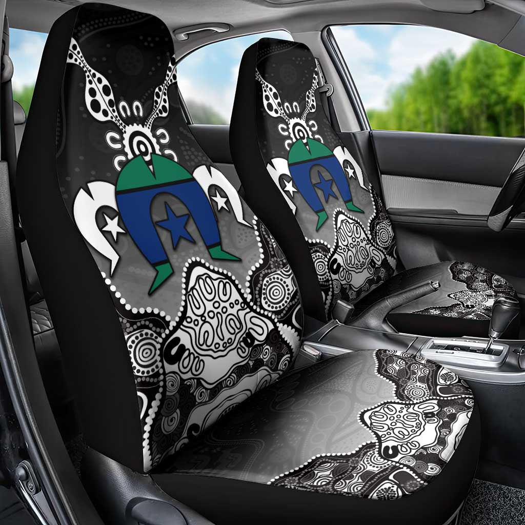 Torres Strait Islander Flag Car Seat Cover Dhari Indigenous Dotwork Pattern Art