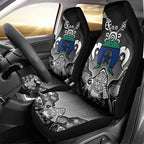 Torres Strait Islander Flag Car Seat Cover Dhari Indigenous Dotwork Pattern Art