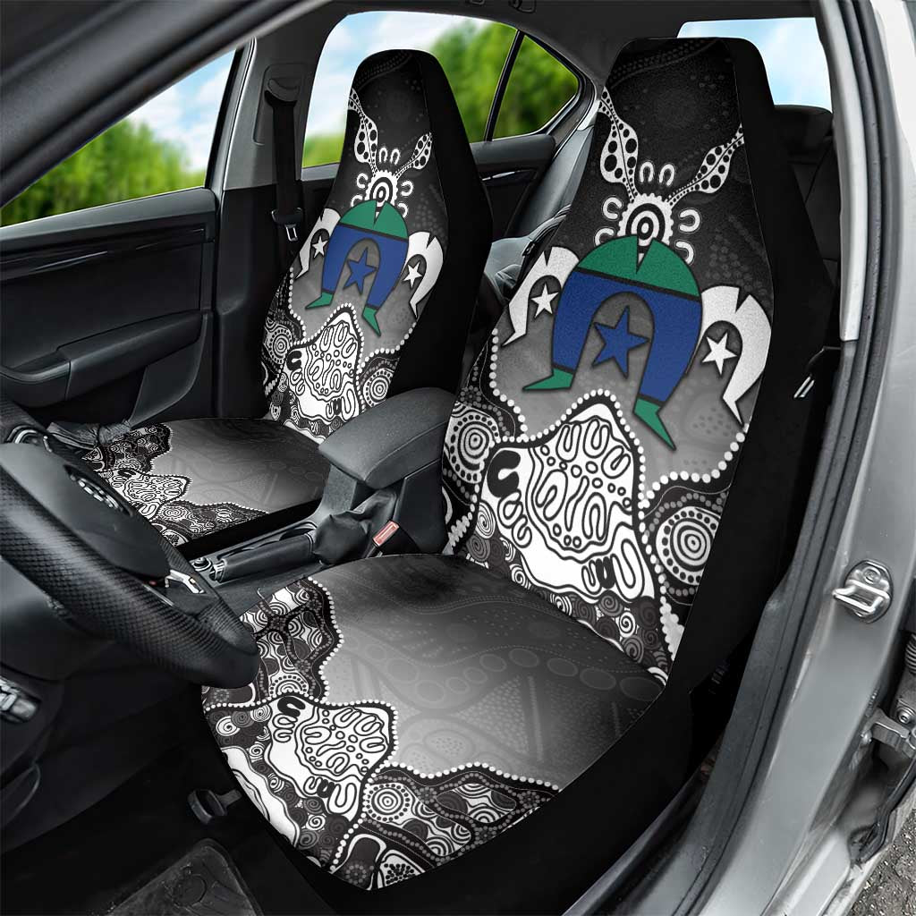 Torres Strait Islander Flag Car Seat Cover Dhari Indigenous Dotwork Pattern Art