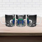 Torres Strait Islander Flag Ceramic Mug Dhari Indigenous Dotwork Pattern Art