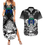Torres Strait Islander Flag Couples Matching Summer Maxi Dress and Hawaiian Shirt Dhari Indigenous Dotwork Pattern Art