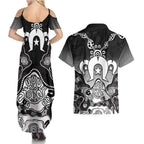 Torres Strait Islander Flag Couples Matching Summer Maxi Dress and Hawaiian Shirt Dhari Indigenous Dotwork Pattern Art